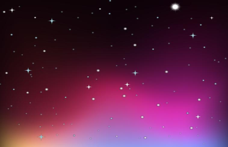 Diseño de fondo con estrellas en el cielo púrpura vector