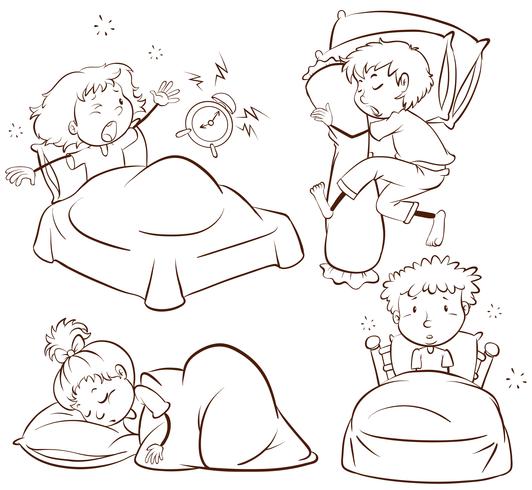 Kids sleeping and waking up vector