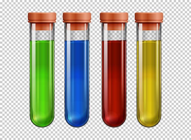 Four testtubes filled with colorful liquid vector