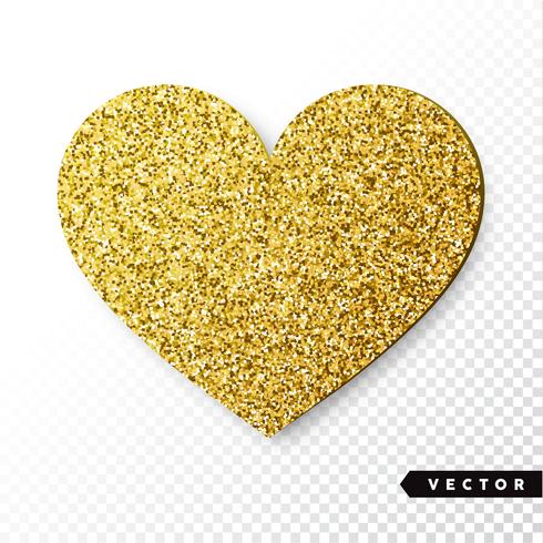 Corazón de destellos de oro vector