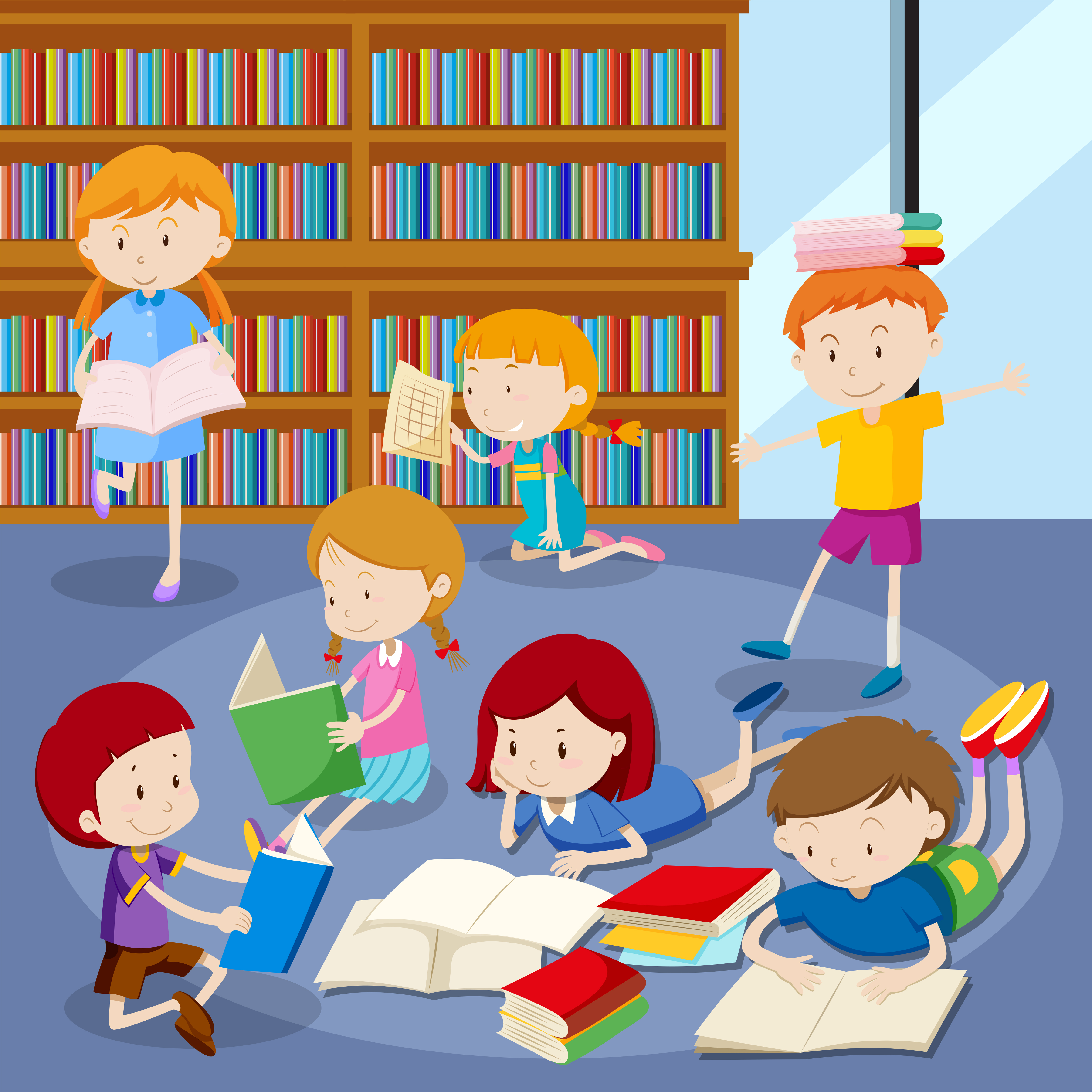 Download Many students reading books in library 431148 - Download Free Vectors, Clipart Graphics & Vector Art