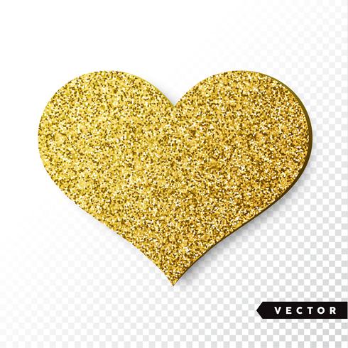 Corazón de destellos de oro vector