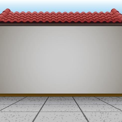 Scene with wall and red roof vector