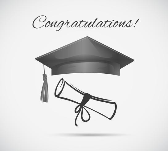 Congratulations card template with graduation cap vector