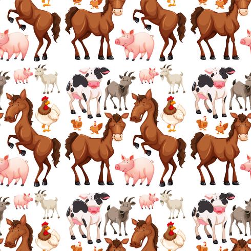 Seamless background with farm animals vector