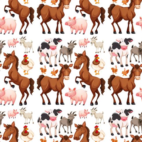 Seamless background with farm animals vector