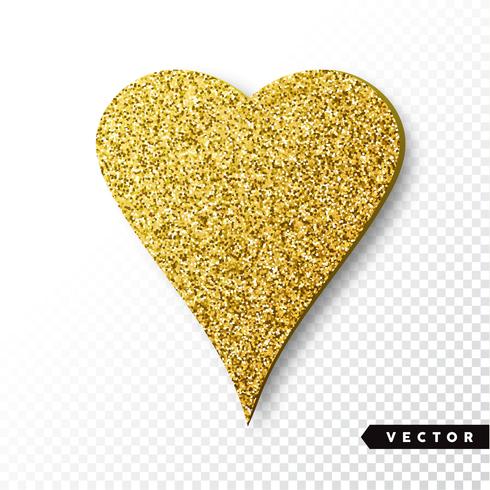 Corazón de destellos de oro vector