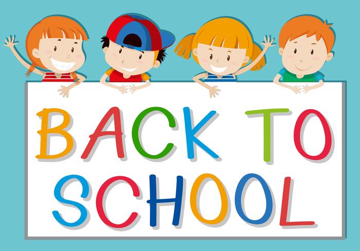 Children holding back to school sign vector