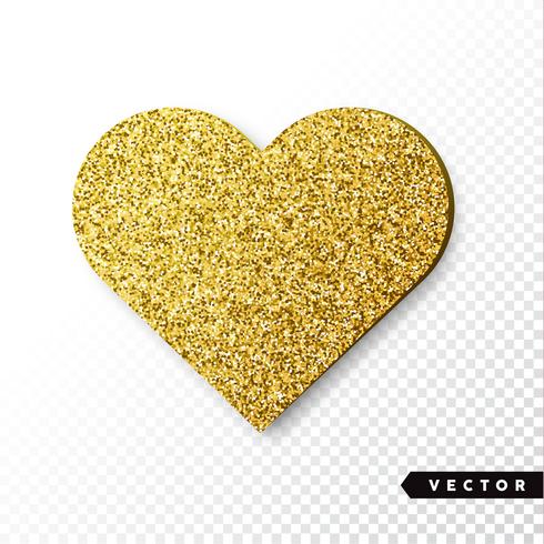 Corazón de destellos de oro vector