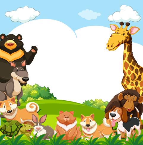 Animals in the park with writing space in sky vector
