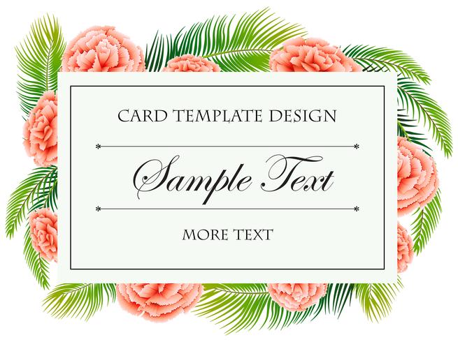 Card template with pink carnation flowers vector