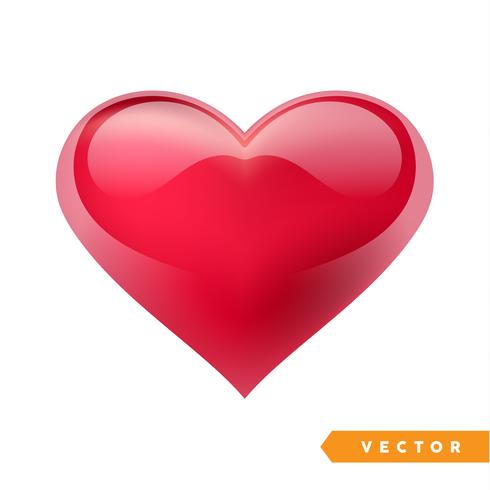 Corazón rojo realista de San Valentín. Ilustración vectorial vector