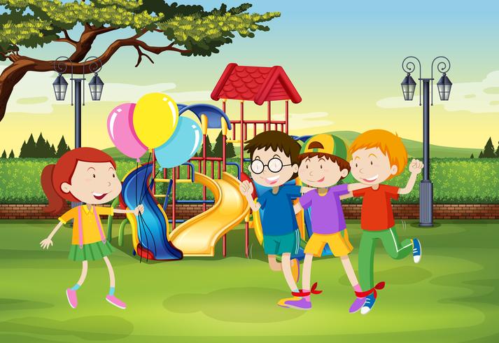 Children playing in the playground vector