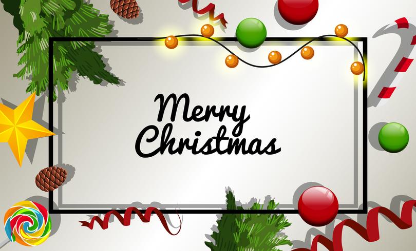 Christmas card template with many christmas ornaments vector