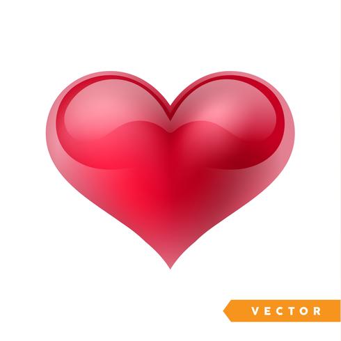 Corazón rojo realista de San Valentín. Ilustración vectorial vector