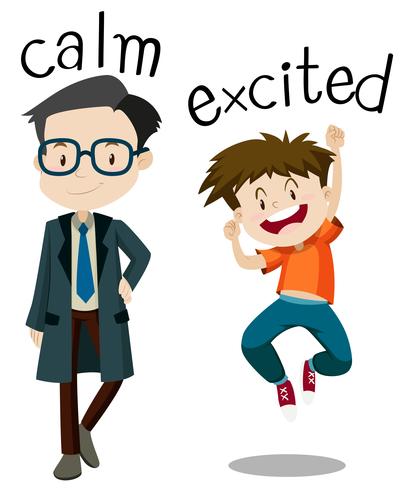 Opposite wordcard for calm and excited