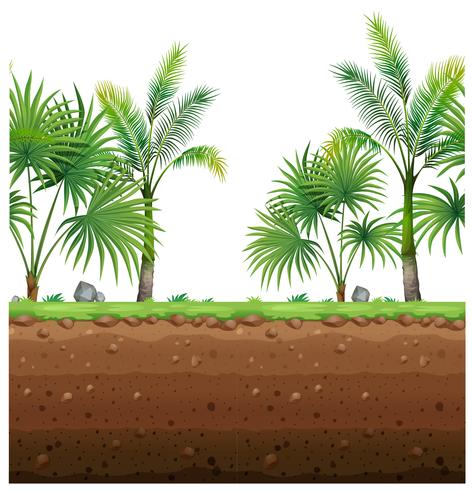 Seamless background with palm trees and underground scene vector