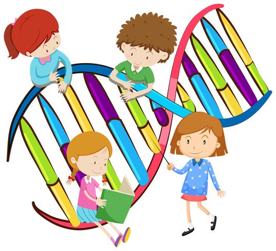 Los niños y el ADN humano. vector