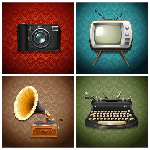 Retro media and audio devices vector