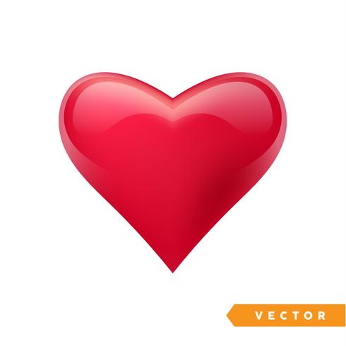 Corazón rojo realista de San Valentín. Ilustración vectorial vector