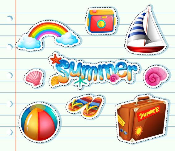 Sticker set for summer items vector