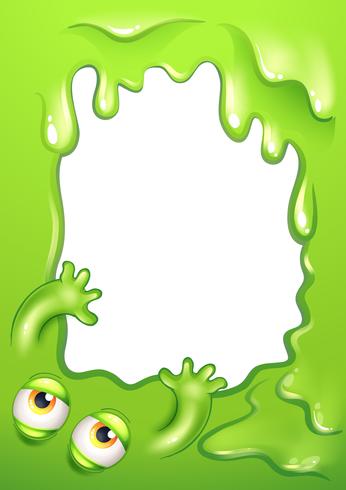 A green border with the eyes and hands of a monster vector