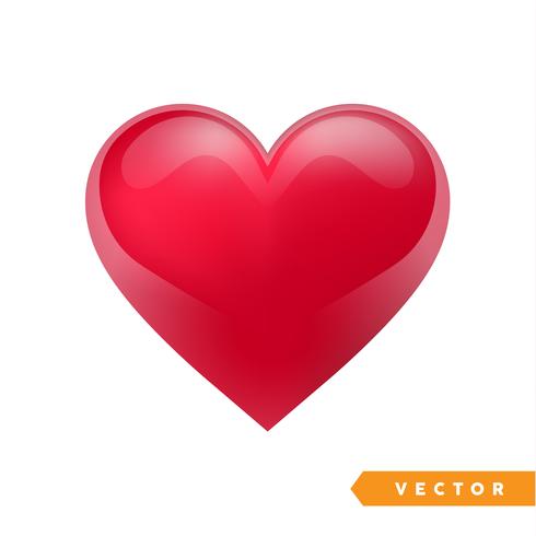 Corazón rojo realista de San Valentín. Ilustración vectorial vector