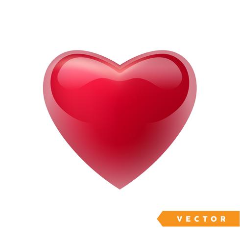 Corazón rojo realista de San Valentín. Ilustración vectorial vector