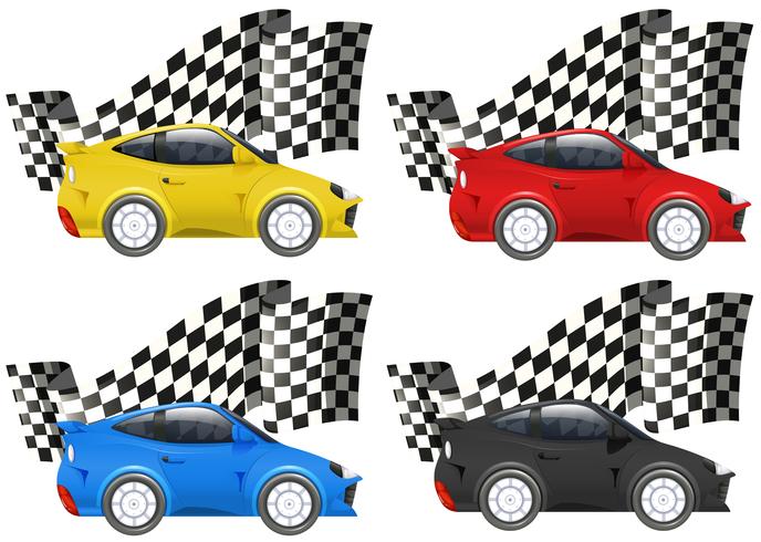 Racing cars in four colors vector