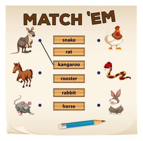 Matching game with many animals vector