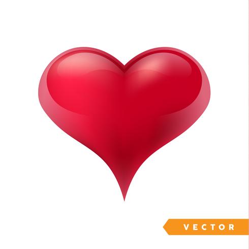 Corazón rojo realista de San Valentín. Ilustración vectorial vector