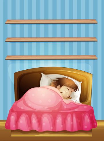 Little girl sleeping in bed vector