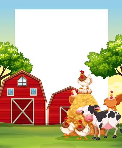 Border template with animals in the farm vector