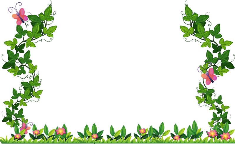 Border design with vine and butterflies vector