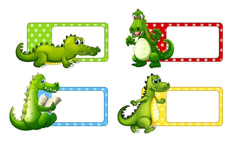 Polkadot labels with crocodiles vector