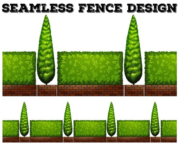 Seamless fence with bushes vector