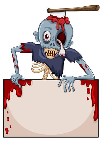 A zombie with an empty signboard vector