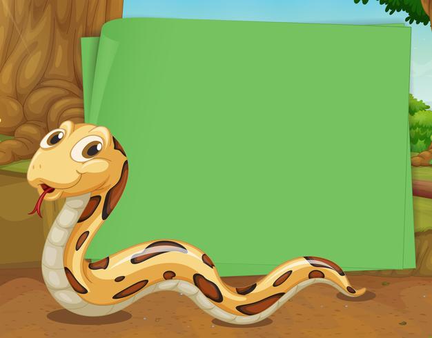 Border design with snake crawling vector