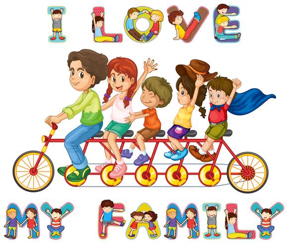 Family riding on bike together vector