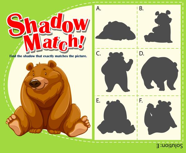 Game template for shadow matching bear vector