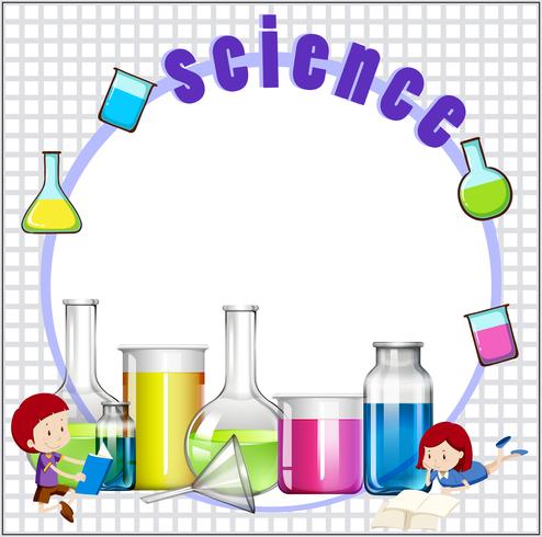 Border design with children and science equipments vector