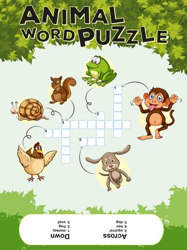 Game template for animal word puzzle vector