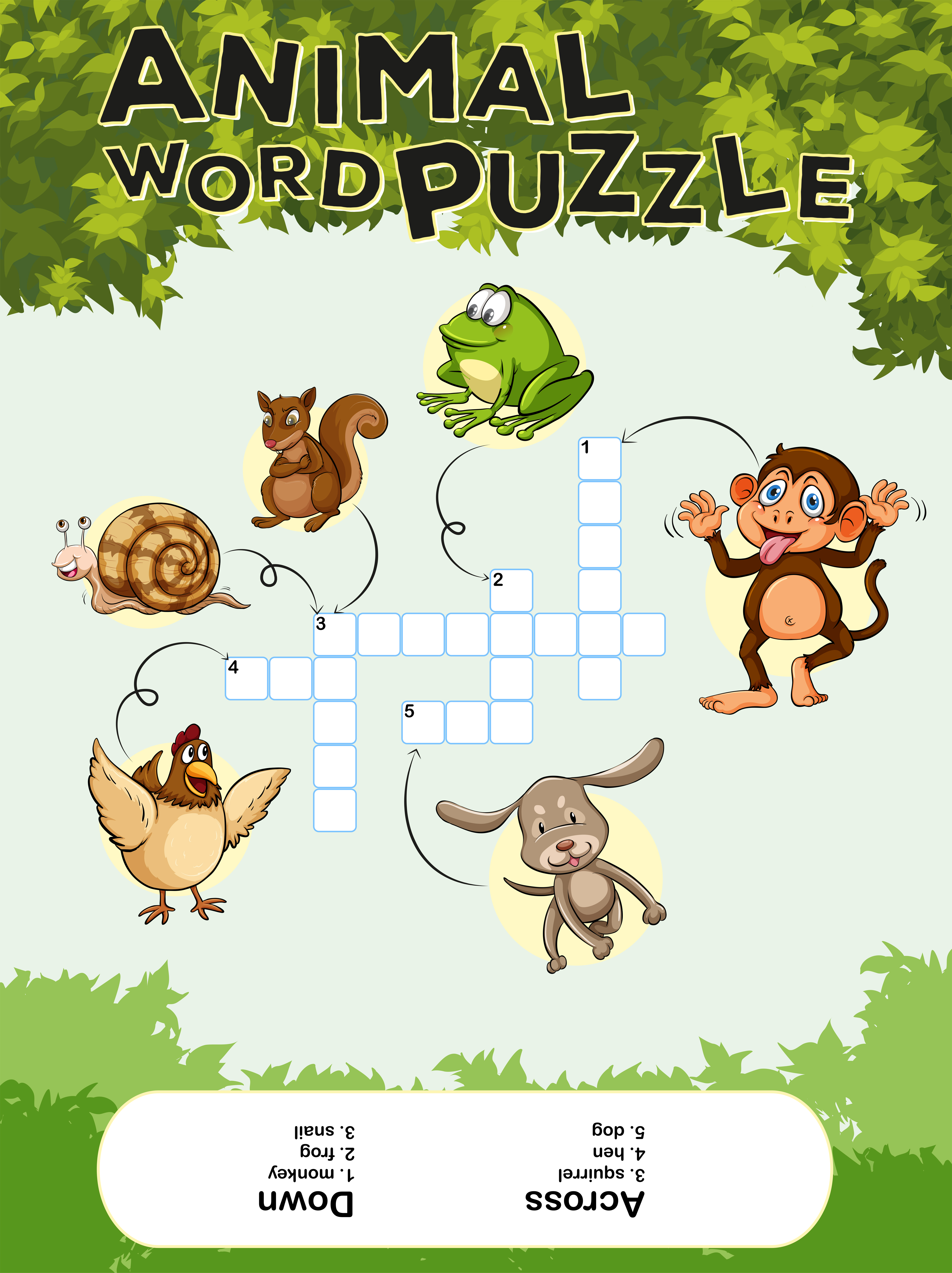 Game template for animal word puzzle 431574 Vector Art at Vecteezy