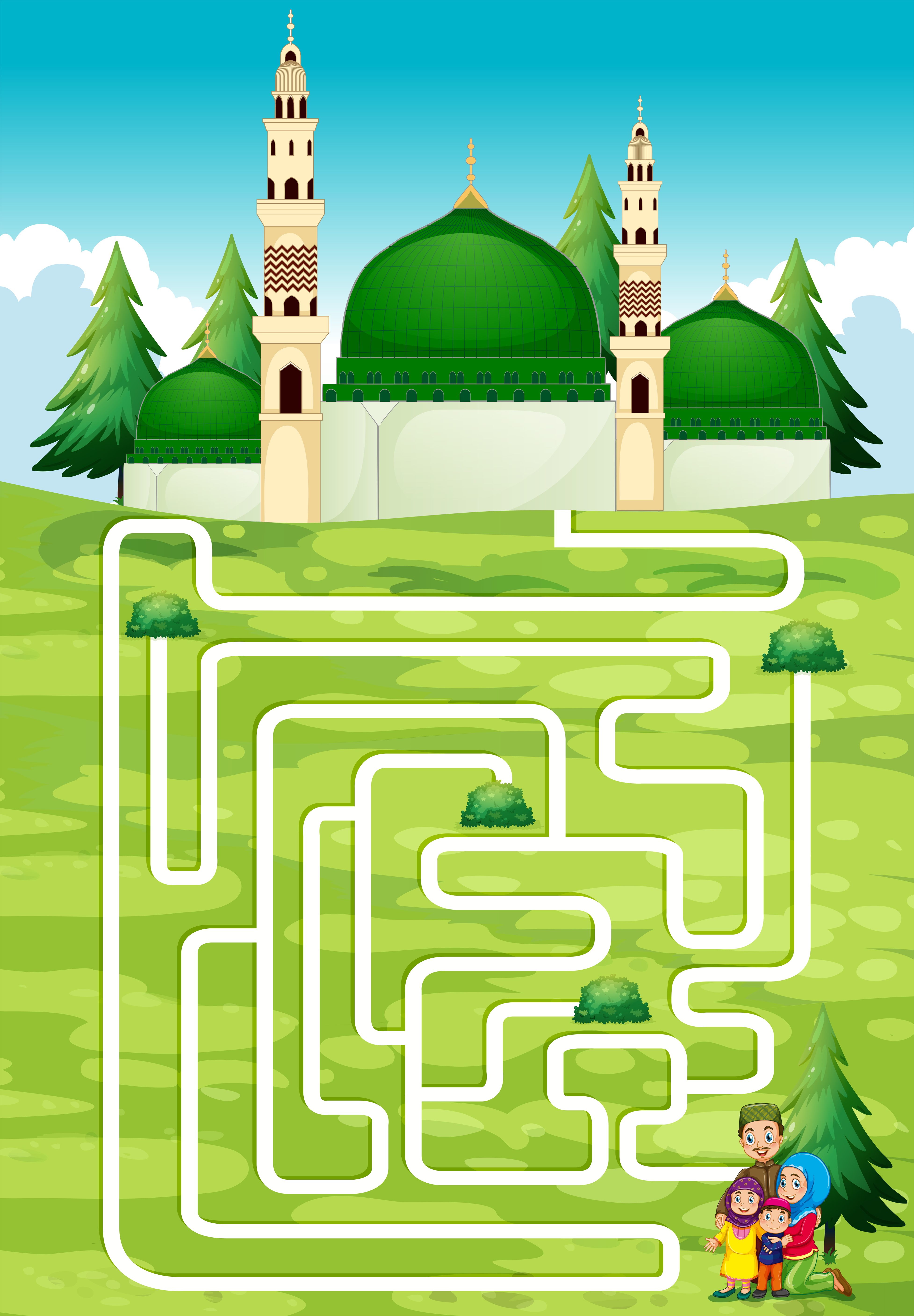 maze-game-with-people-and-mosque-431606-vector-art-at-vecteezy