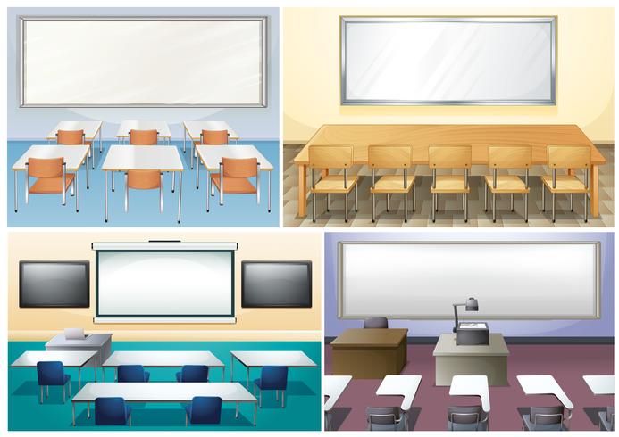 Four scenes of classroom vector