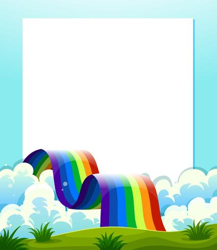 An empty paper template with a rainbow at the bottom vector