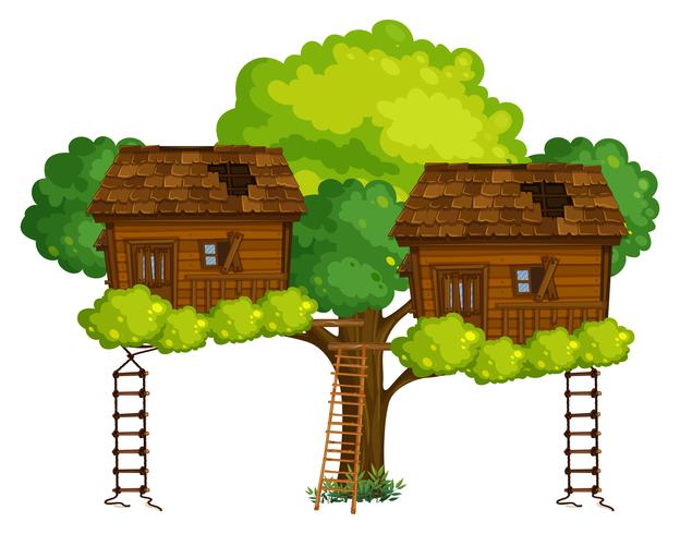 Two treehouses on the tree vector