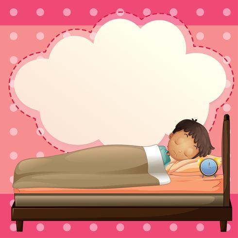 A boy sleeping with an empty callout template vector