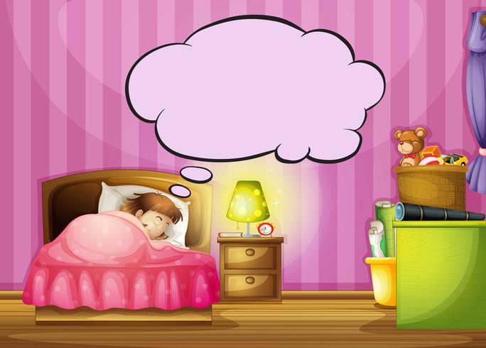 A sleeping girl and a speech bubble vector