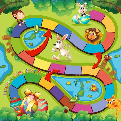 Game template with wild animals and easter eggs vector